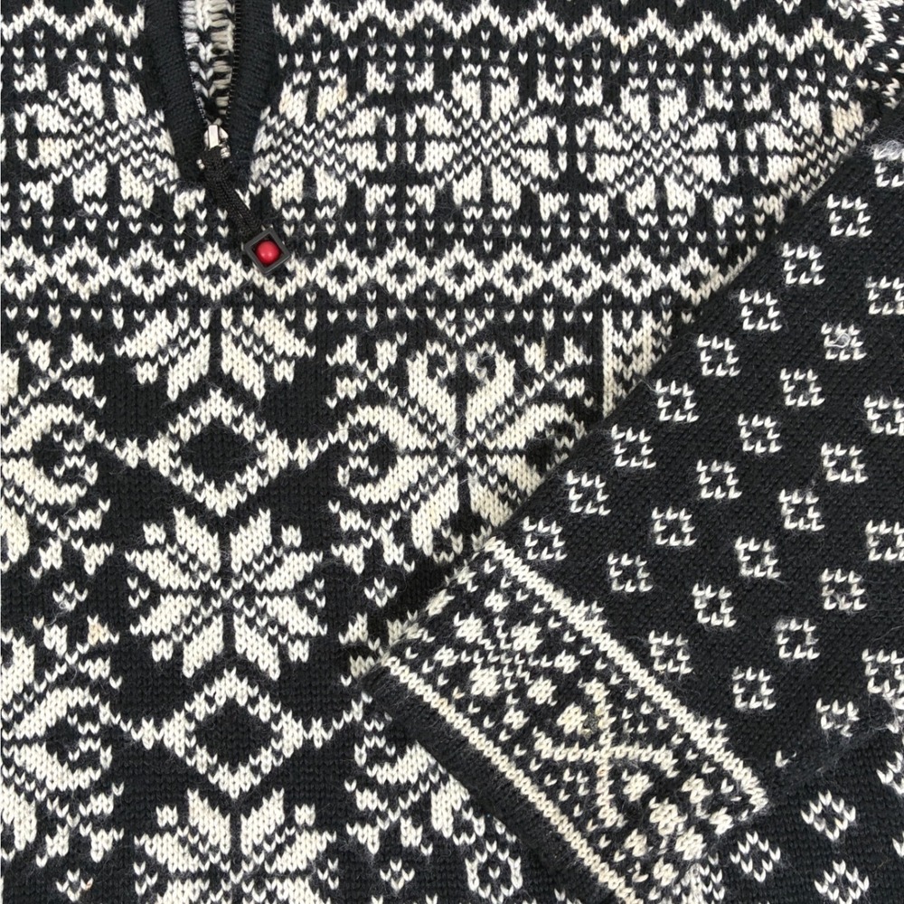 Obermeyer Signature Mimi Womens L Black White Fair Isle Wool Blend Quarter Zip - Picture 7 of 11